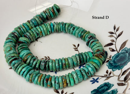 One-Of-A-Kind 12-14mm AAA Natural Turquoise Rondelle Disc Shape Natural Color Turquoise Gemstones 16 Inches Strand #4822