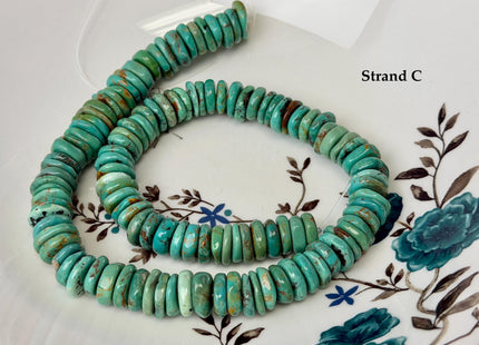One-Of-A-Kind 12-14mm AAA Natural Turquoise Rondelle Disc Shape Natural Color Turquoise Gemstones 16 Inches Strand #4822