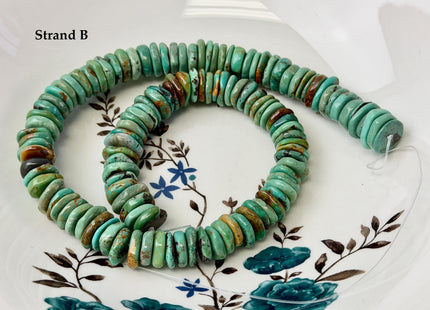 One-Of-A-Kind 12-14mm AAA Natural Turquoise Rondelle Disc Shape Natural Color Turquoise Gemstones 16 Inches Strand #4822