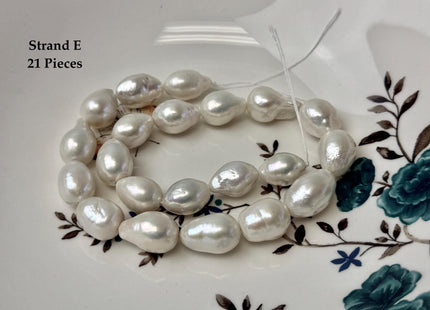One-Of-A-Kind 9-13x11-19 mm Jumbo Size Baroque Freshwater Pearl Beads Genuine Natural White Freshwater Edison Baroque Pearls #P3371