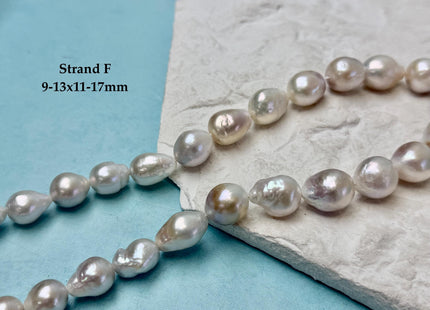 One-Of-A-Kind 9-13x11-19 mm Jumbo Size Baroque Freshwater Pearl Beads Genuine Natural White Freshwater Edison Baroque Pearls #P3371