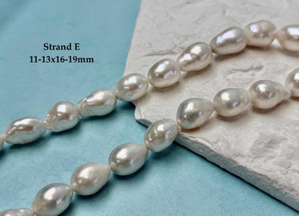 One-Of-A-Kind 9-13x11-19 mm Jumbo Size Baroque Freshwater Pearl Beads Genuine Natural White Freshwater Edison Baroque Pearls #P3371