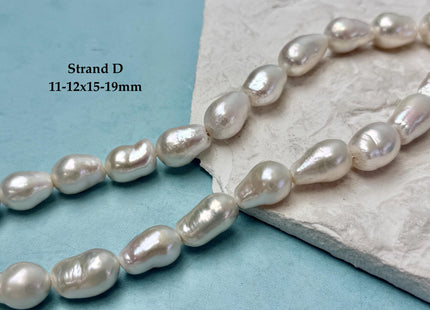 One-Of-A-Kind 9-13x11-19 mm Jumbo Size Baroque Freshwater Pearl Beads Genuine Natural White Freshwater Edison Baroque Pearls #P3371