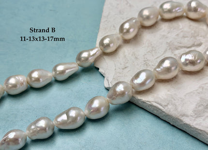 One-Of-A-Kind 9-13x11-19 mm Jumbo Size Baroque Freshwater Pearl Beads Genuine Natural White Freshwater Edison Baroque Pearls #P3371