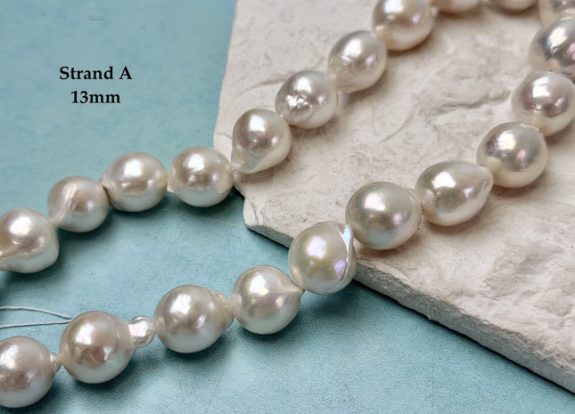 One-Of-A-Kind 9-13x11-19 mm Jumbo Size Baroque Freshwater Pearl Beads Genuine Natural White Freshwater Edison Baroque Pearls #P3371
