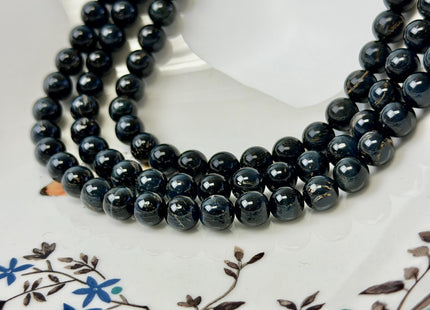 8 mm Smooth Round Dark Gray Hawk Tiger Eyes Natural Gemstone Beads Genuine Natural Tiger Eye Loose Beads #2285