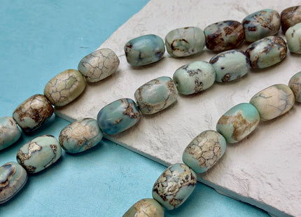 10x14mm 13x18mm Natural Dragon Skin Agate Gemstone Smooth Barrel Shape Blue Green Brown Color Agate Beads Large 1.5mm Hole #4823