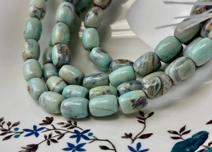 10x14mm 13x18mm Natural Dragon Skin Agate Gemstone Smooth Barrel Shape Blue Green Brown Color Agate Beads Large 1.5mm Hole #4823