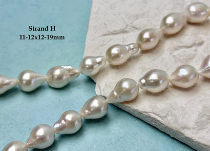 One-Of-A-Kind 9-13x11-19 mm Jumbo Size Baroque Freshwater Pearl Beads Genuine Natural White Freshwater Edison Baroque Pearls #P3371
