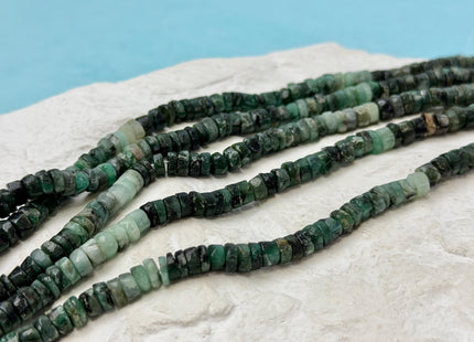 5-9 mm Faceted Rondelle Heishi Tire Shape Natural Shaded Green Emerald Gemstone Loose Beads 13 Inches #4783