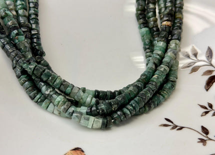5-9 mm Faceted Rondelle Heishi Tire Shape Natural Shaded Green Emerald Gemstone Loose Beads 13 Inches #4783