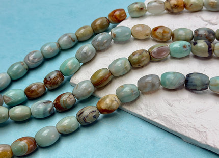 11x14mm Natural Dragon Skin Agate Gemstone Smooth Barrel Shape Blue Green Brown Color Agate Beads Large 1.5mm Hole #4824