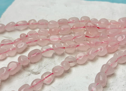 6-8x8-10 mm Pink Rose Quartz Pebble Nugget Gemstone 15 Inches Strand 45 Beads #4809