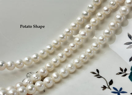 8 mm AA Semi Round Natural White Cultured Freshwater Pearls Genuine Natural Pearl Beads Lustrous Natural White Bridal Pearls #201
