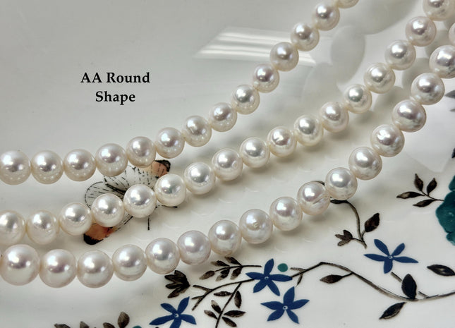 8 mm AA Semi Round Natural White Cultured Freshwater Pearls Genuine Natural Pearl Beads Lustrous Natural White Bridal Pearls #201