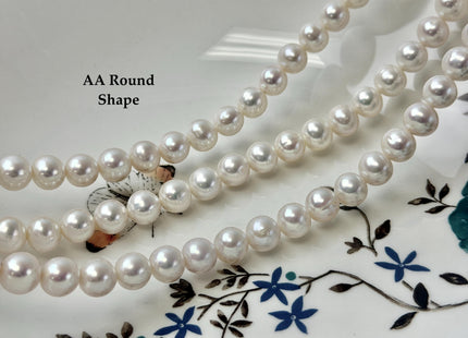 8 mm AA Semi Round Natural White Cultured Freshwater Pearls Genuine Natural Pearl Beads Lustrous Natural White Bridal Pearls #201