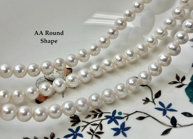 8 mm AA Semi Round Natural White Cultured Freshwater Pearls Genuine Natural Pearl Beads Lustrous Natural White Bridal Pearls #201