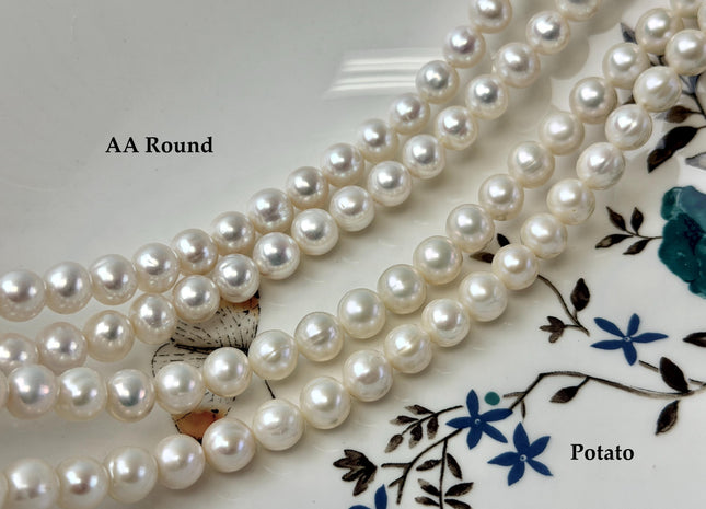 8 mm AA Semi Round Natural White Cultured Freshwater Pearls Genuine Natural Pearl Beads Lustrous Natural White Bridal Pearls #201