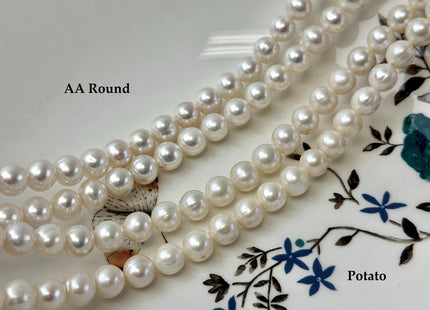 8 mm AA Semi Round Natural White Cultured Freshwater Pearls Genuine Natural Pearl Beads Lustrous Natural White Bridal Pearls #201