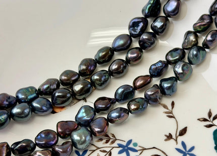 9-10x11-13 mm AAA Black Peacock Keshi Rice Nugget Freshwater Pearls High Luster Keshi Pearl Beads #P3382