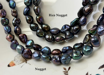 9-10x11-13 mm AAA Black Peacock Keshi Rice Nugget Freshwater Pearls High Luster Keshi Pearl Beads #P3382