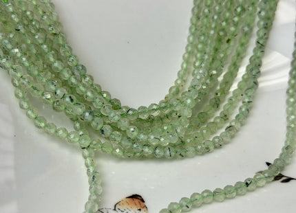 4 mm Natural Green Prehnite Faceted Round Gemstone 15 Inches 104 Beads #4796