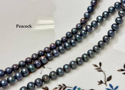 6-7mm 7-8mmDark Peacock or Purplish Peacock Color Freshwater Potato Pearls #1414