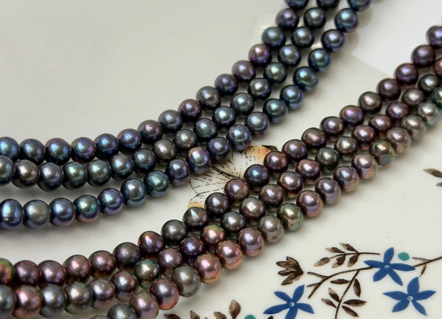 6-7mm 7-8mmDark Peacock or Purplish Peacock Color Freshwater Potato Pearls #1414