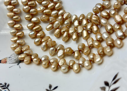 6x9 mm AA Champagne Color Top Drilled Freshwater Nugget Pearls 82 Beads #P3375