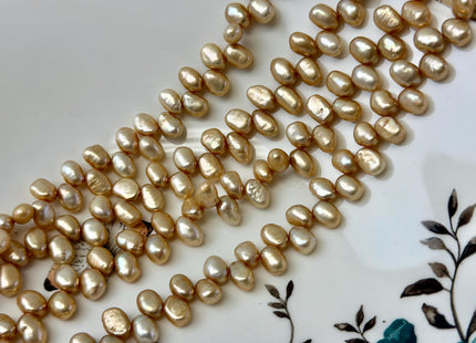 6x9 mm AA Champagne Color Top Drilled Freshwater Nugget Pearls 82 Beads #P3375