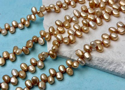 6x9 mm AA Champagne Color Top Drilled Freshwater Nugget Pearls 82 Beads #P3375