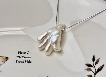 One-Of-A-Kind AAA Rare Natural White Pink Chicken Feet Shape Large 1.2mm Hole Top Drilled Pearl Beads High Luster Jumbo Size Pearl #P3443