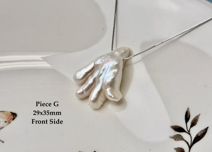 One-Of-A-Kind AAA Rare Natural White Pink Chicken Feet Shape Large 1.2mm Hole Top Drilled Pearl Beads High Luster Jumbo Size Pearl #P3443