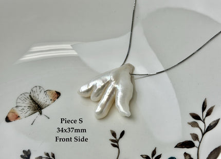 One-Of-A-Kind AAA Rare Natural White Pink Chicken Feet Shape Large 1.2mm Hole Top Drilled Pearl Beads High Luster Jumbo Size Pearl #P3443