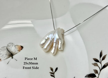 One-Of-A-Kind AAA Rare Natural White Pink Chicken Feet Shape Large 1.2mm Hole Top Drilled Pearl Beads High Luster Jumbo Size Pearl #P3443