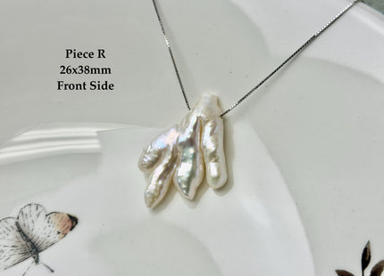 One-Of-A-Kind AAA Rare Natural White Pink Chicken Feet Shape Large 1.2mm Hole Top Drilled Pearl Beads High Luster Jumbo Size Pearl #P3443