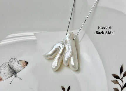 One-Of-A-Kind AAA Rare Natural White Pink Chicken Feet Shape Large 1.2mm Hole Top Drilled Pearl Beads High Luster Jumbo Size Pearl #P3443