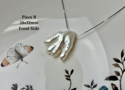 One-Of-A-Kind AAA Rare Natural White Chicken Feet Shape Large 2.2mm Hole Top Drilled Pearl Beads High Luster Jumbo Size Pearl #P3400