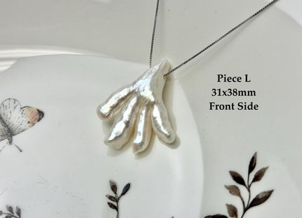 One-Of-A-Kind AAA Rare Natural White Chicken Feet Shape Large 2.2mm Hole Top Drilled Pearl Beads High Luster Jumbo Size Pearl #P3400