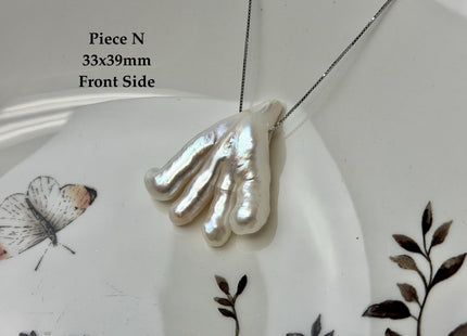 One-Of-A-Kind AAA Rare Natural White Chicken Feet Shape Large 2.2mm Hole Top Drilled Pearl Beads High Luster Jumbo Size Pearl #P3400