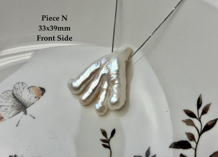 One-Of-A-Kind AAA Rare Natural White Chicken Feet Shape Large 2.2mm Hole Top Drilled Pearl Beads High Luster Jumbo Size Pearl #P3400