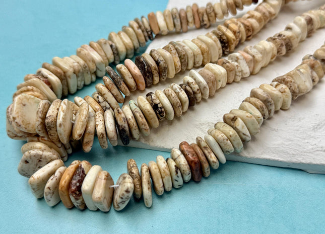 11.5-16 mm Graduated Flat Irregular Square Heishi Shape Turquoise Jasper Gemstone Beads 16Inches Strand #4810