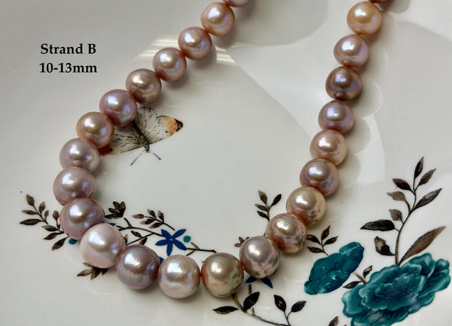 One-Of-A-Kind 10-14 mm AAA Very Rare Natural Mauve Pink Freshwater Off Round Edison Pearls High Luster Purple Edison Pearl Beads #P3433