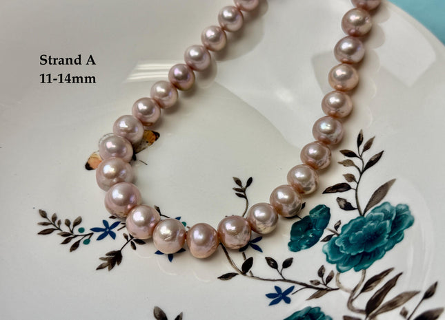 One-Of-A-Kind 10-14 mm AAA Very Rare Natural Mauve Pink Freshwater Off Round Edison Pearls High Luster Purple Edison Pearl Beads #P3433