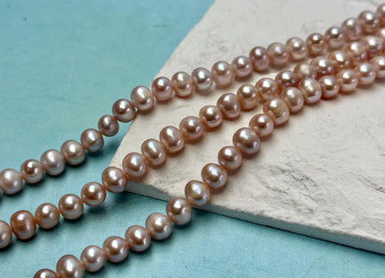 6.5-7mm Natural Pink Peach Mauve Color Potato Freshwater Pearl Beads Genuine Cultured Freshwater Natural Pearls #657