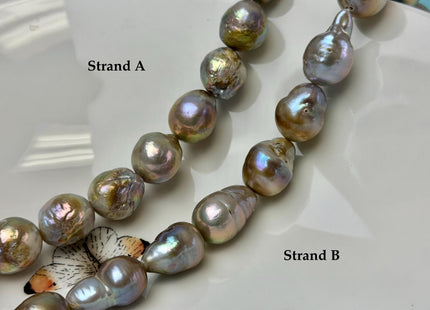 11-13x13-20mm Natural Mauve Seaweed Pink With Iridescent Color Baroque Pearl Beads Rare High Luster Pearls #P3379
