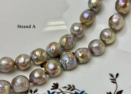 11-13x13-20mm Natural Mauve Seaweed Pink With Iridescent Color Baroque Pearl Beads Rare High Luster Pearls #P3379