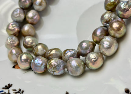 11-13x13-20mm Natural Mauve Seaweed Pink With Iridescent Color Baroque Pearl Beads Rare High Luster Pearls #P3379