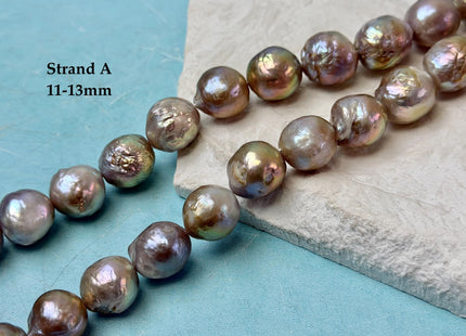 11-13x13-20mm Natural Mauve Seaweed Pink With Iridescent Color Baroque Pearl Beads Rare High Luster Pearls #P3379
