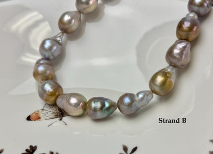 11-13x13-20mm Natural Mauve Seaweed Pink With Iridescent Color Baroque Pearl Beads Rare High Luster Pearls #P3379